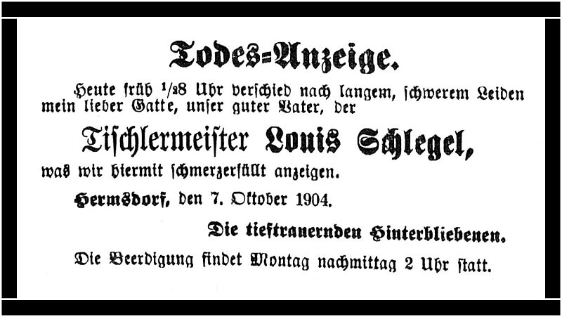 1904-10-07 Hdf Traueranzeige Schlegel